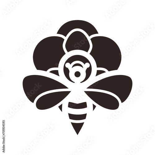 Bee and Magnolia Black Fill Icon