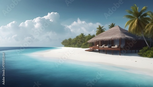 A nice breathtaking capture of the Maldives Island Sea. The Ritz Carlton & Maldives Fari Islands. Generative AI