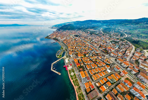 Karamursel, Kocaeli, Turkey. Karamursel is a town and district located in the province of Kocaeli. Aerial shot with drone. photo