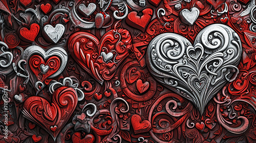 Heart doodle abstract background