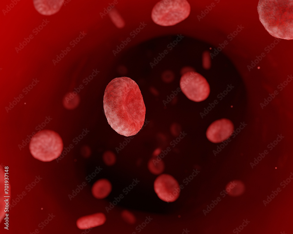 Dynamic 3D Rendering of Red Blood Cells - Scientific Health Illustration Dynamic 3D Rendering of Red Blood Cells - Scientific Health Illustration