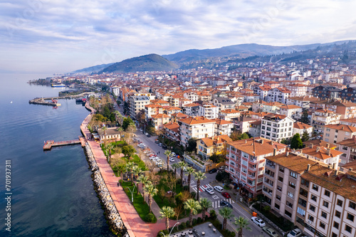 Karamursel, Kocaeli, Turkey. Karamursel is a town and district located in the province of Kocaeli. Aerial shot with drone.