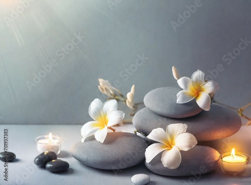 Spa background with stones and flowers