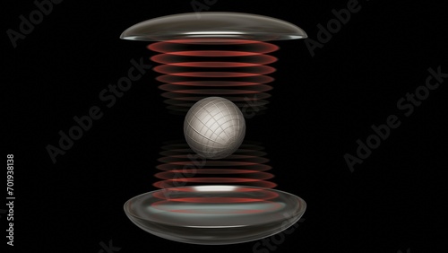Acoustic levitation technology: using sound waves to levitate small objects. 3d render illustration. photo