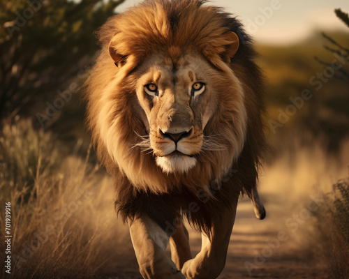 Lion in savanna © wolf36