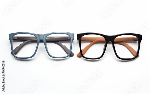 Square eye glasses, Modern Square-Cut Frames for men Isolated on white background.
