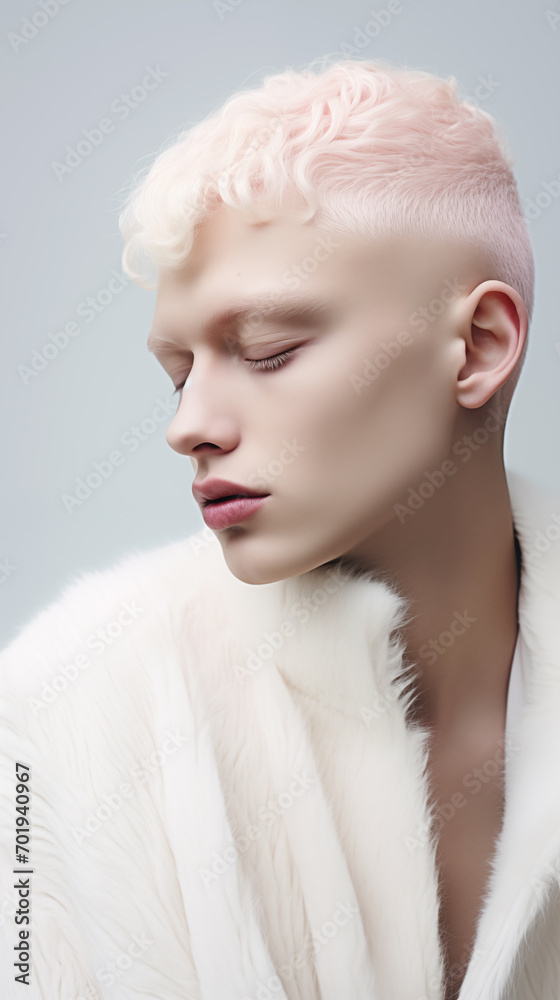 fashion portrait of albino male model