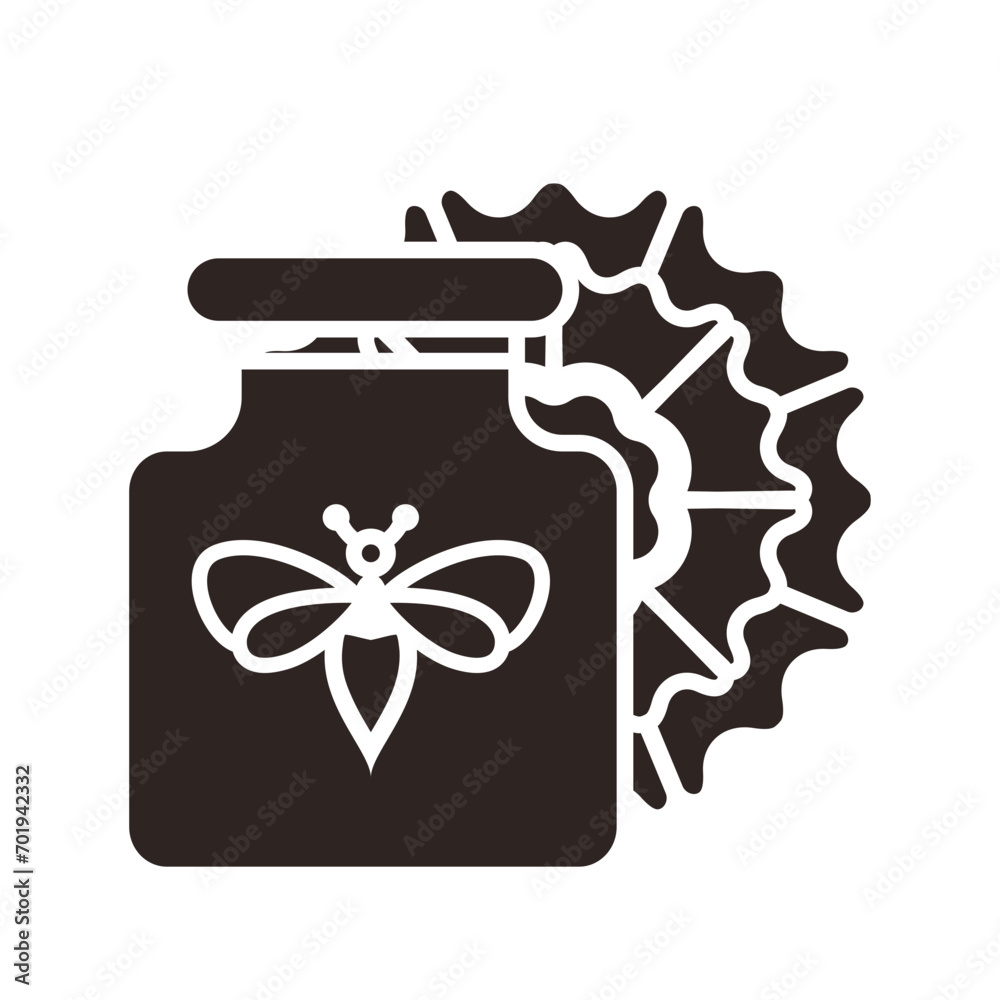 Honey Jar and Carnation Black Fill Icon Honey Jar and Carnation Black Fill Icon