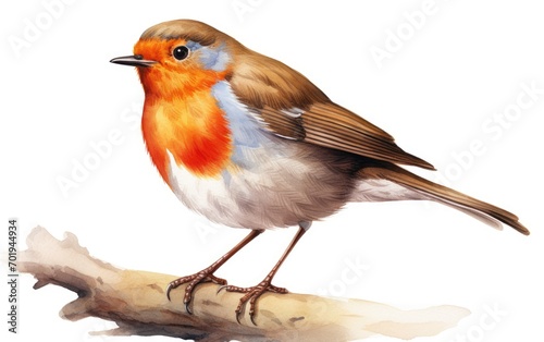 Robin bird isolated on white background.