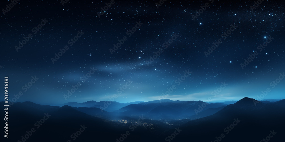 magic glowing stars and clouds on night sky empty background