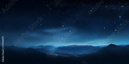 magic glowing stars and clouds on night sky empty background