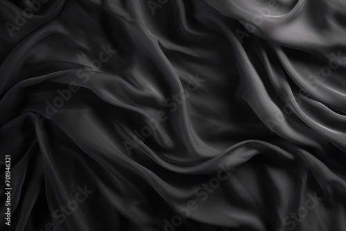 Black crumpled fabric folds background. Black history month concept.