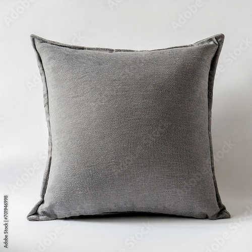 grey pillow on a white background, isolated, close-up. photo