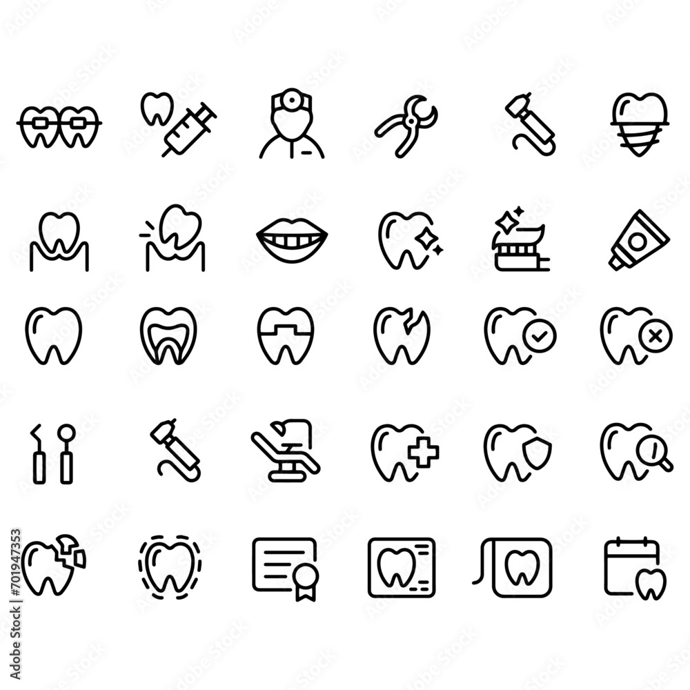  Dental Line Icons vector design