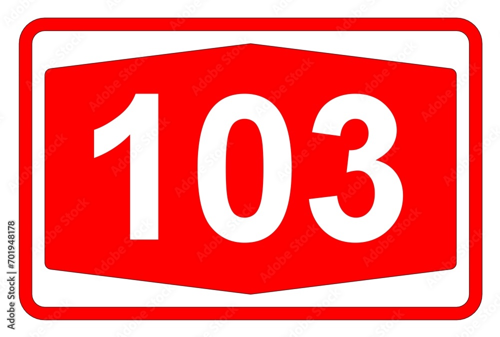 Illustration eines Autobahnschildes der Autobahn 103 in der Schweiz Illustration eines Autobahnschildes der Autobahn 103 in der Schweiz