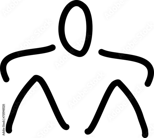 Handgezeichnete Figur, Strichfigur, Strichmännchen -  Zeichnung zeigt eine sitzende Person. 