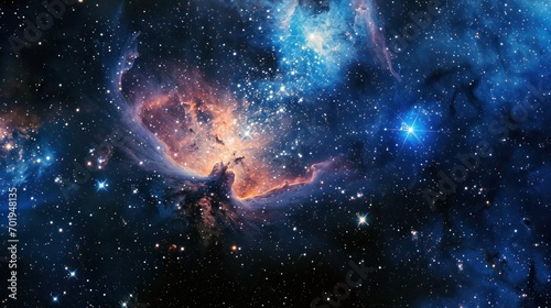 Nebula and galaxies in space. Abstract cosmos background