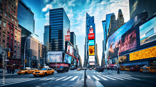 State-of-the-art digital billboard in Times Square displaying high-definition advertisements and news.