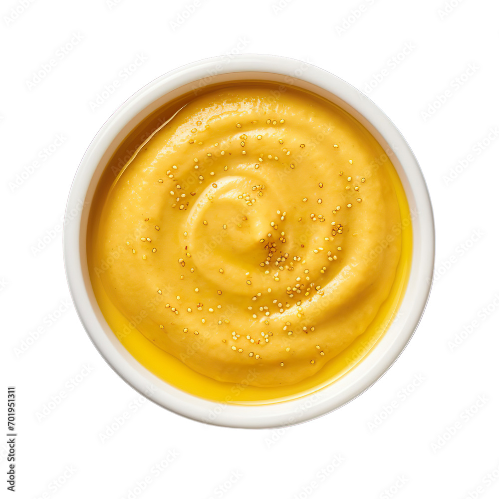 Mustard dip in a bowl isolated on transparent background. Mustard dip in a bowl isolated on transparent background.