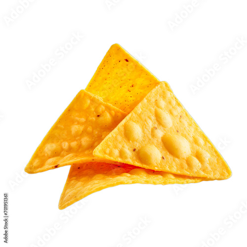 Nacho chip snack isolated on transparent background.