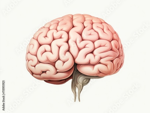 Human brain on white background. 3D illustration, 3D rendering. Generative AI
