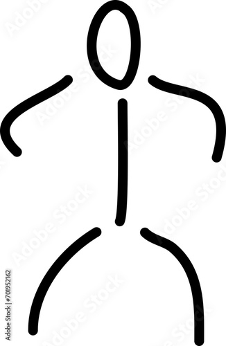 Handgezeichnete Figur, Strichfigur, Strichmännchen -  Zeichnung zeigt eine stehende Person. 