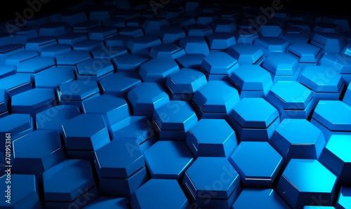 Abstract hexagon geometry blue background. A blue background with a lot of hexagonal tiles