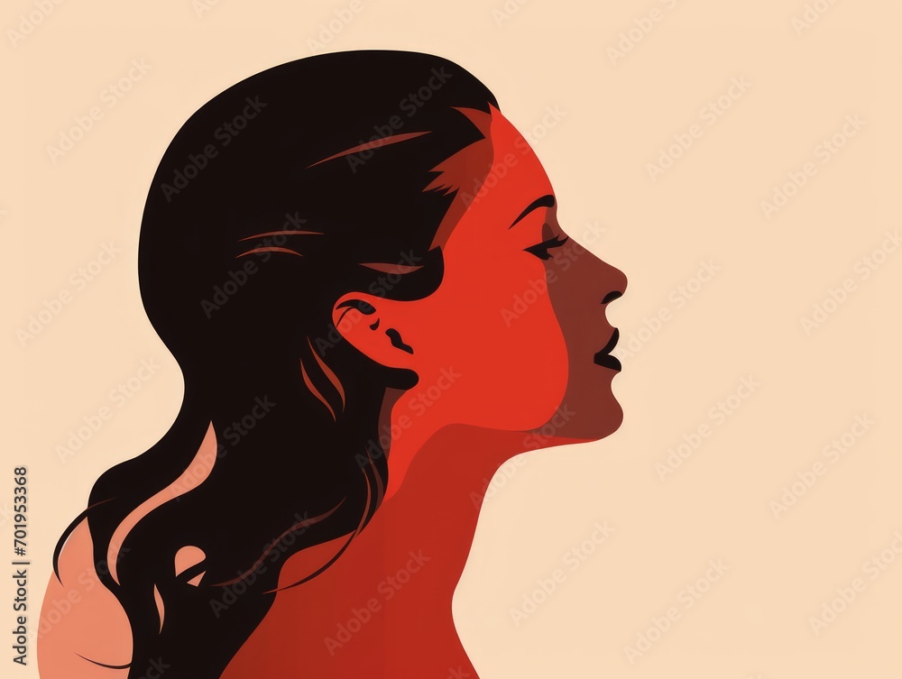 Profile of a young woman with closed eyes, profile view. illustration. Generative AI