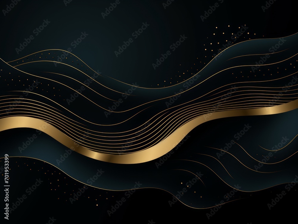 Abstract background with golden lines and waves. 3d vector illustration. Generative AI