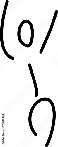 Handgezeichnete Figur, Strichfigur, Strichmännchen -  Zeichnung zeigt eine stehende Person, die jübelt.