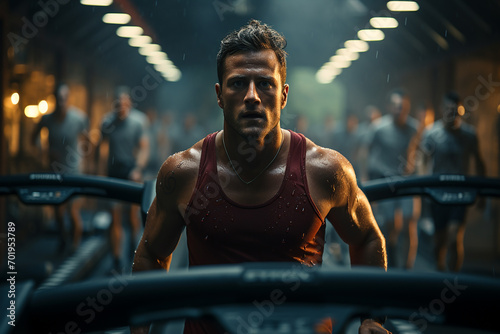 Generative AI - A sport man working in a fitness studio