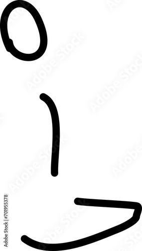 Handgezeichnete Figur, Strichfigur, Strichmännchen -  Zeichnung zeigt eine meditierende Person. 
