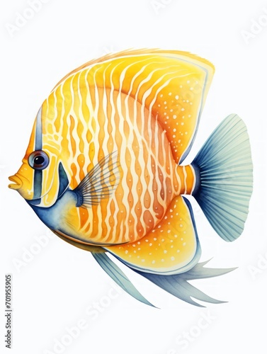 Intricate Watercolor Depiction of an Elegant Butterflyfish AI Generated
