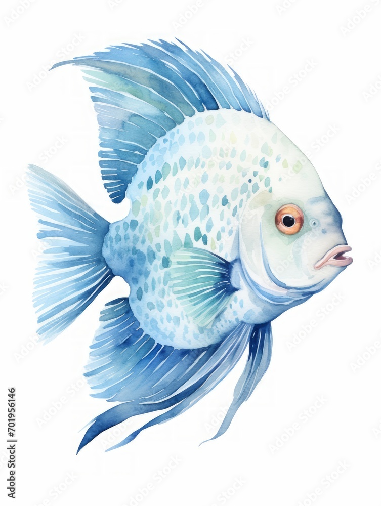 Fototapeta premium Vibrant Watercolor Illustration of an Oscar Fish AI Generated