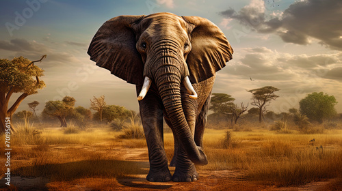African elephant adapted to survival in the harsh conditions of the savannah © JVLMediaUHD