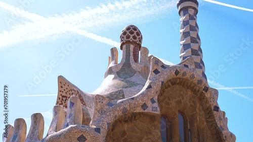 Park Guell by Antonio Gaudi, Barcelona, Spain. High quality 4k footage photo