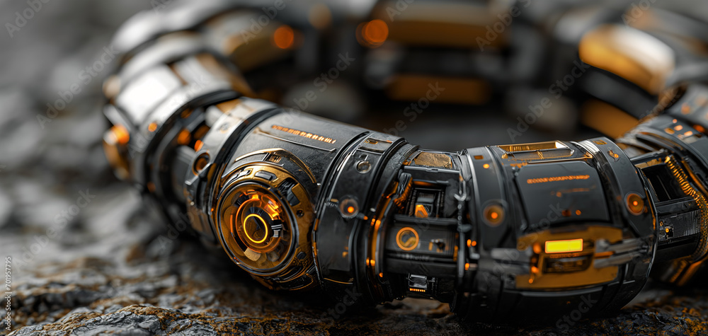 Experience the pinnacle of accessory design with this cyberpunk-inspired necklace, where advanced technology meets the classic elegance of silver and caucho materials.