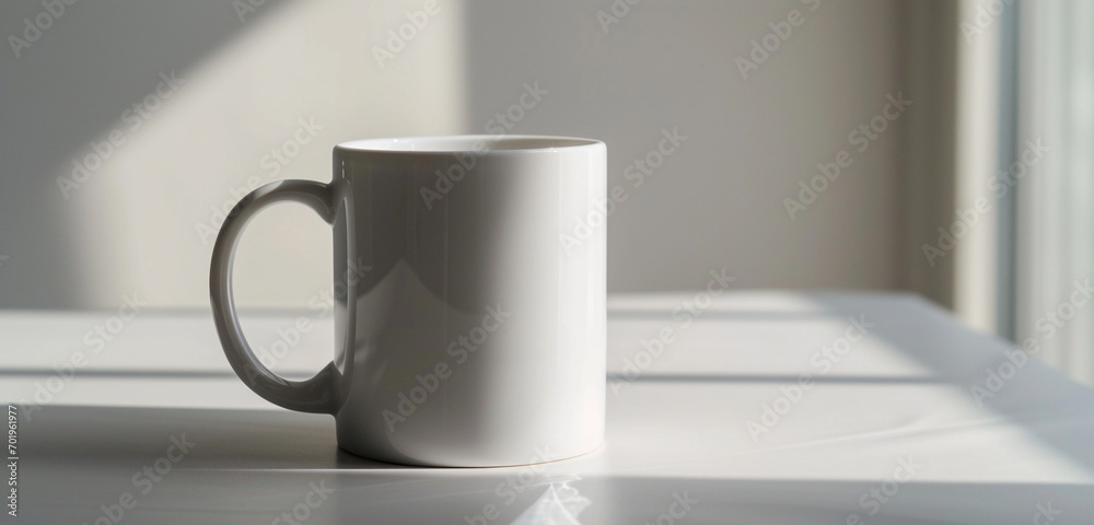 The perfect setting for customization--a white empty mug 