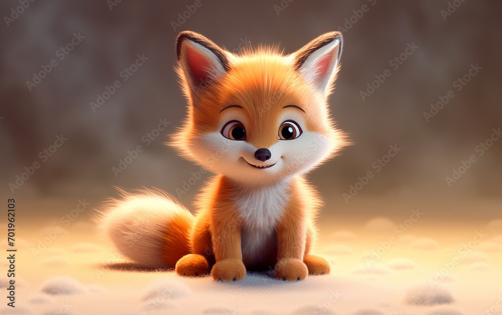 Obraz premium 3D cute baby fox