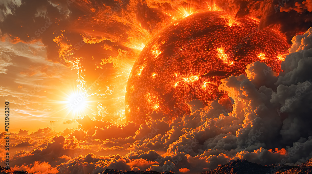 Big explosions on the sun. A massive solar explosion or a giant ...