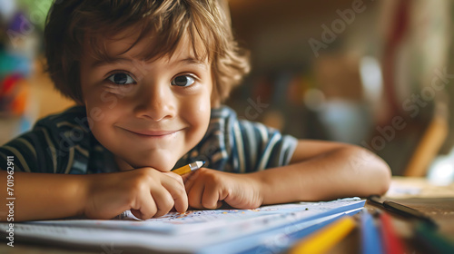 A child enjoying making his homework © Alin