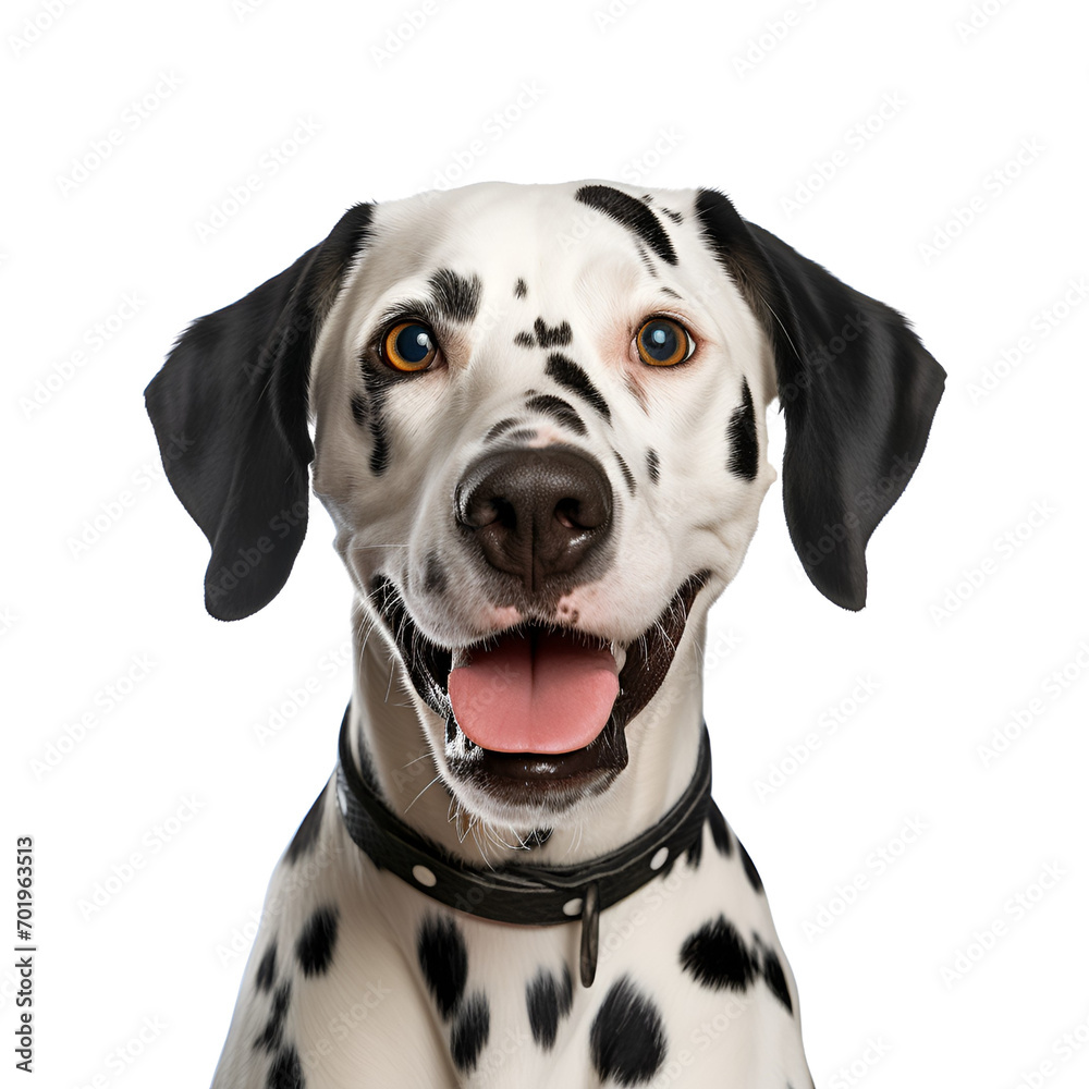 Close up Photo of a happy dalmatian, half body, Isolated on Transparent Background, PNG