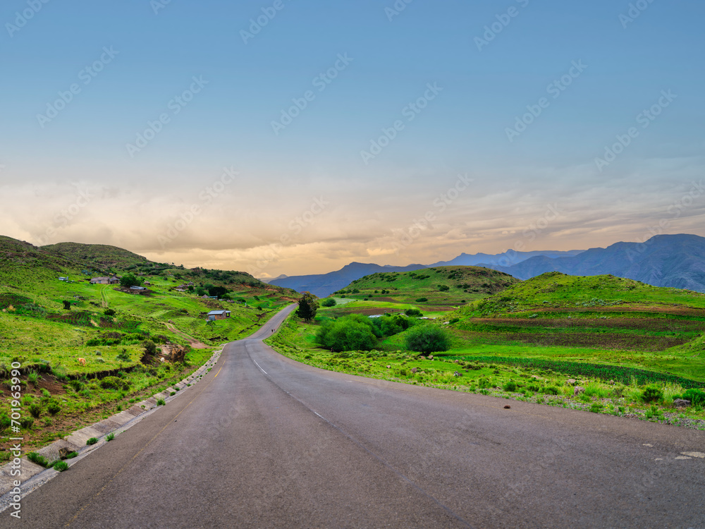 Winding road over the  lesotho highlands, Mantsa, Kingdom of Lesotho