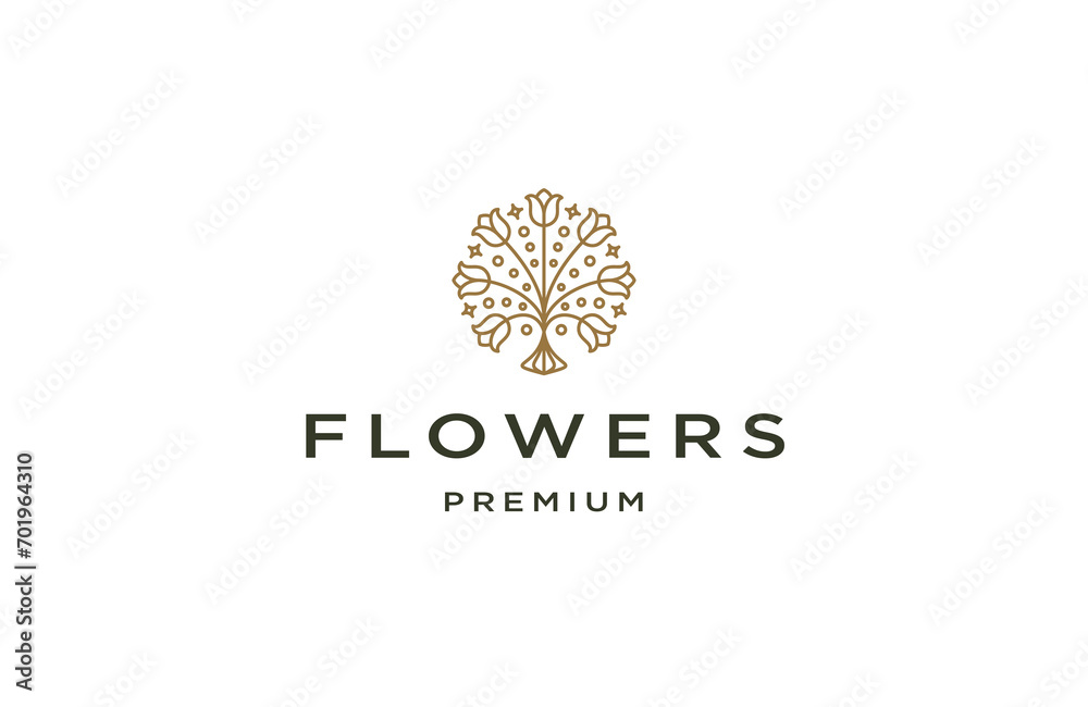 Nature boutique of leaf line logo icon design template