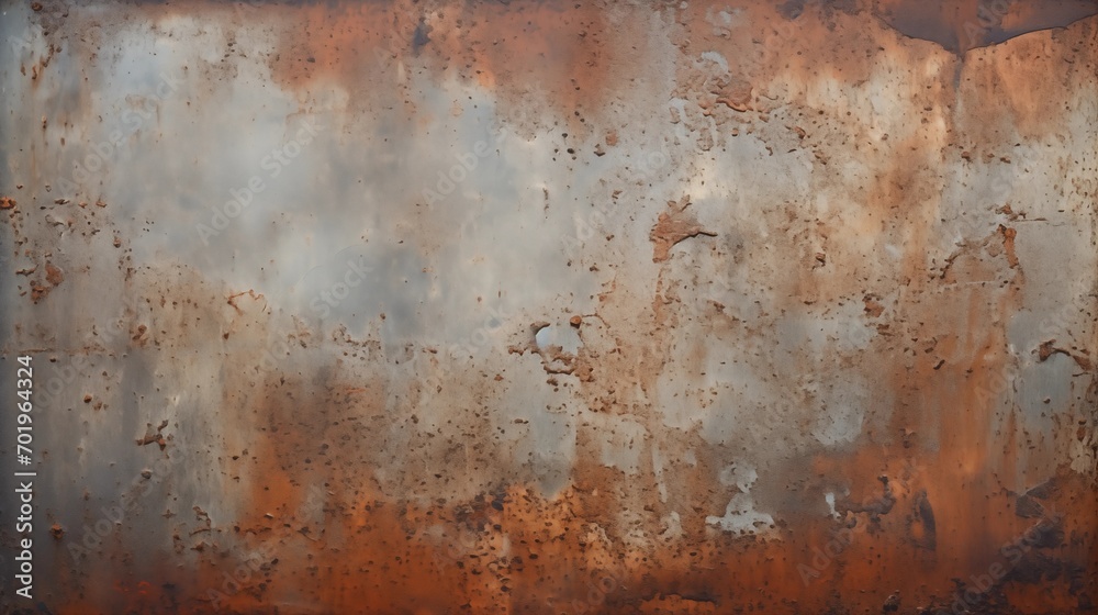 A weathered, rusted metal surface with peeling rust