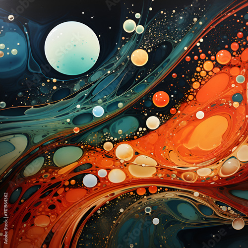 Abstract background with circles painting of colors and bubbles