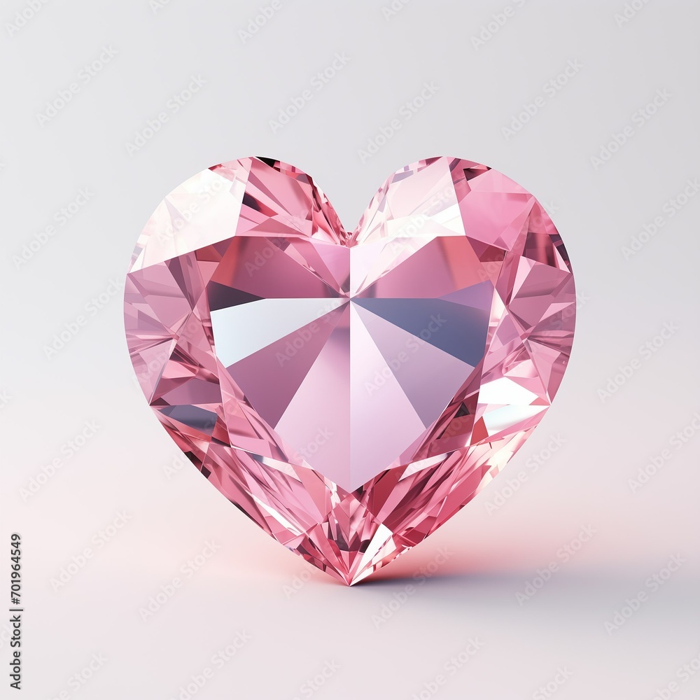 a heart-shaped soft pink gemstone on light background. Valentines day, Wedding, Marriage. Heart, love. Greeting card, postcard, banner, poster.