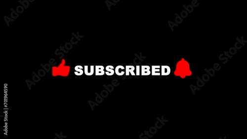 Animation Like, subscribe to the channel, neon on a transparent background, alpha channel. photo