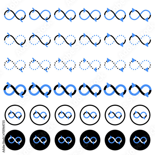 Arrow icon related to circulation and direction.
