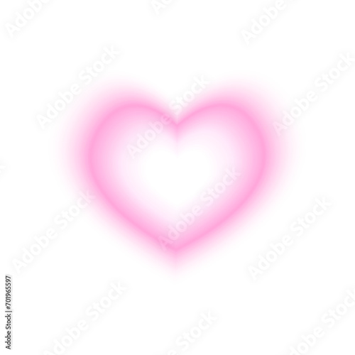 Pink heart shape with gradient aura effect. Trendy y2k sticker in holographic blurry style isolated on white background. Valentine day decoration element. Vector illustration